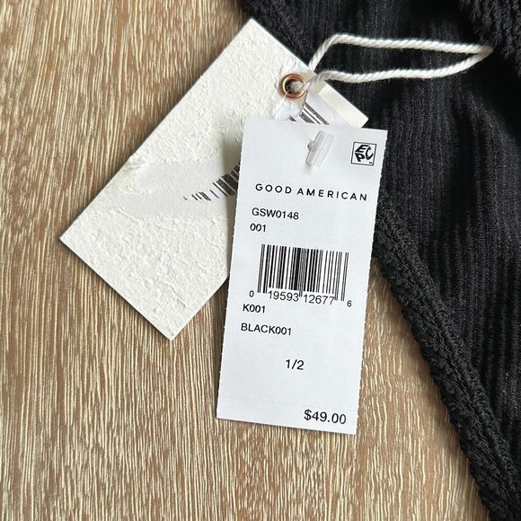 Good American Always Fits Better Cheeky Bikini Bottom in Summer Black Size 1-2 - Picture 2 of 7